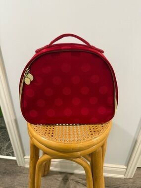 Estee Lauder Red Polka Dot Cosmetic Case with Gold Accents